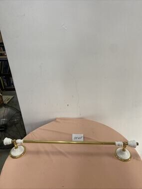 Approx 30” Long Brass & Ceramic Towel Rack